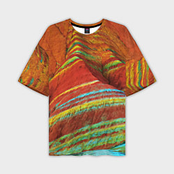 Мужская футболка оверсайз Знаменитые разноцветные горы Китай