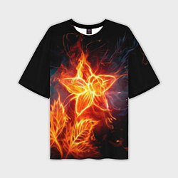 Мужская футболка оверсайз Flower Neon Fashion 2035 Flame