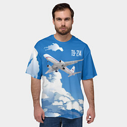 Футболка оверсайз мужская Самолет Ту-214, цвет: 3D-принт — фото 2