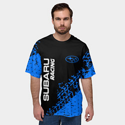 Футболка оверсайз мужская СУБАРУ Racing Следы, цвет: 3D-принт — фото 2