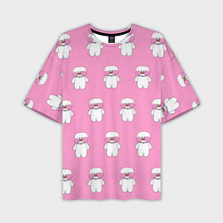 Мужская футболка оверсайз ЛАЛАФАНФАН на розовом фоне