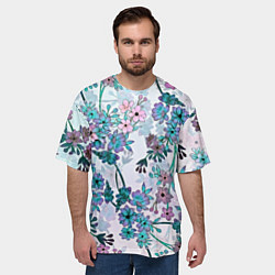 Футболка оверсайз мужская Яркие красочные цветы, цвет: 3D-принт — фото 2
