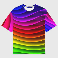 Мужская футболка оверсайз Color line neon pattern Abstraction Summer 2023