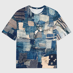 Футболка оверсайз мужская Patchwork Jeans Осень Зима 2023, цвет: 3D-принт