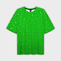 Футболка оверсайз мужская Зеленый фон с росой, цвет: 3D-принт