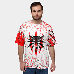 Футболка оверсайз мужская The witcher ВОЛК Трещины, цвет: 3D-принт — фото 2