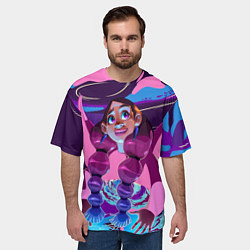 Футболка оверсайз мужская Розовый ангел с косами, цвет: 3D-принт — фото 2