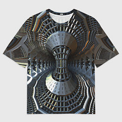 Мужская футболка оверсайз Механистический индустриальный паттерн Броня Mecha