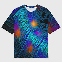 Мужская футболка оверсайз Neon pattern Неоновый паттерн