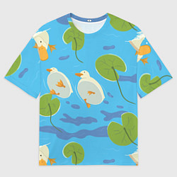 Мужская футболка оверсайз Утки под водой