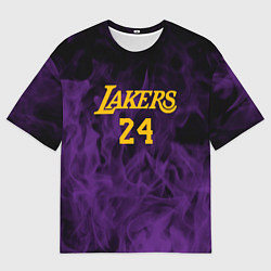 Футболка оверсайз мужская Lakers 24 фиолетовое пламя, цвет: 3D-принт