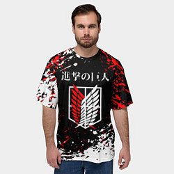Футболка оверсайз мужская Атака титанов attack on titan брызги красок, цвет: 3D-принт — фото 2