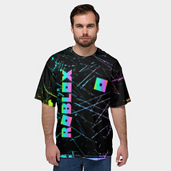 Футболка оверсайз мужская ROBLOX неоновый логотип, цвет: 3D-принт — фото 2