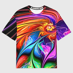 Футболка оверсайз мужская Красочный абстрактный цветочный паттерн Color abst, цвет: 3D-принт