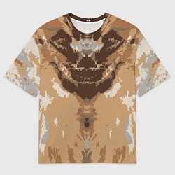 Мужская футболка оверсайз Абстрактный, графический узор коричневого цвета