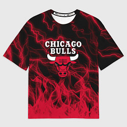 Футболка оверсайз мужская CHICAGO BULLS ЧИКАГО БУЛЛС МОЛНИИ, цвет: 3D-принт
