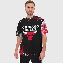 Футболка оверсайз мужская Чикаго Буллз Chicago Bulls Огонь, цвет: 3D-принт — фото 2