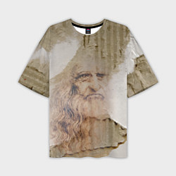 Мужская футболка оверсайз Леонардо да Винчи Автопортрет на разорванном гофри