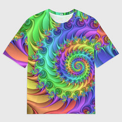 Футболка оверсайз мужская Красочная фрактальная спираль Узор Colorful fracta, цвет: 3D-принт