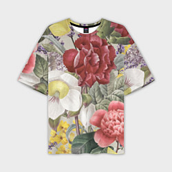 Мужская футболка оверсайз Цветы Красочный Садовый Букет