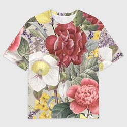 Мужская футболка оверсайз Цветы Красочный Садовый Букет