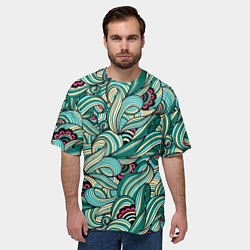 Футболка оверсайз мужская ПЕРЕПЛЕТЕНИЕ ЛИСТВЫ, цвет: 3D-принт — фото 2