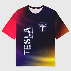 Мужская футболка оверсайз ТЕСЛА Tesla Autosport Звезды