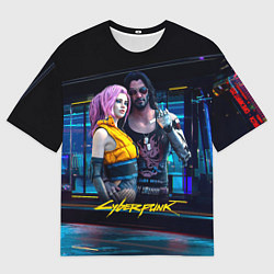 Футболка оверсайз мужская Johnny и Vi Girl Cyberpunk2077, цвет: 3D-принт