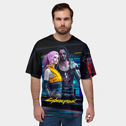 Футболка оверсайз мужская Johnny и Vi Girl Cyberpunk2077, цвет: 3D-принт — фото 2