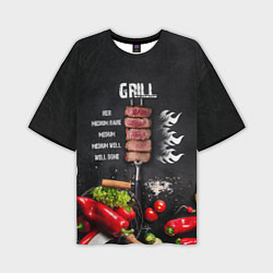 Мужская футболка оверсайз Гриль - степени прожарки мяса