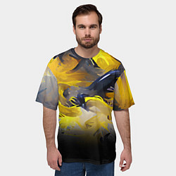Футболка оверсайз мужская Желтые разводы краски, цвет: 3D-принт — фото 2