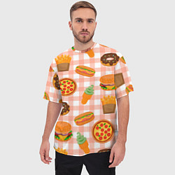 Футболка оверсайз мужская PIZZA DONUT BURGER FRIES ICE CREAM pattern, цвет: 3D-принт — фото 2