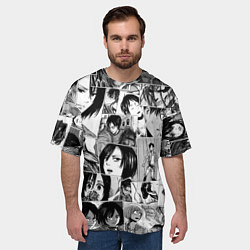 Футболка оверсайз мужская Атака титанов паттерн, цвет: 3D-принт — фото 2