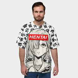 Футболка оверсайз мужская HENTAI SCHOOL GIRL ХЕНТАЙ ШКОЛЬНИЦА, цвет: 3D-принт — фото 2