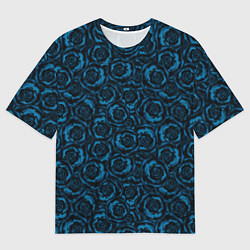 Футболка оверсайз мужская Синие розы-цветочный узор, цвет: 3D-принт