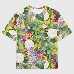Футболка оверсайз мужская Цветы Сирень и Белые Бегонии, цвет: 3D-принт