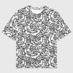 Футболка оверсайз мужская Цветы Много Белых Роз, цвет: 3D-принт