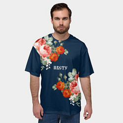 Футболка оверсайз мужская Цветы цвету, цвет: 3D-принт — фото 2