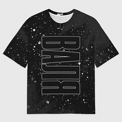 Футболка оверсайз мужская Имя Валя по-вертикали с темным фоном, цвет: 3D-принт