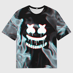 Футболка оверсайз мужская Marshmello пламя с оттенком неона, цвет: 3D-принт