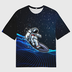 Мужская футболка оверсайз Космонавт на серфинге