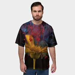 Футболка оверсайз мужская Многоцветный абстрактный цветок, цвет: 3D-принт — фото 2