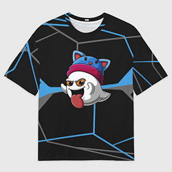 Мужская футболка оверсайз Милое приведение в шапочке