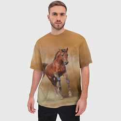 Футболка оверсайз мужская BAY HORSE гнедой конь, цвет: 3D-принт — фото 2