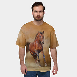 Футболка оверсайз мужская BAY HORSE гнедой конь, цвет: 3D-принт — фото 2