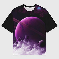 Мужская футболка оверсайз PURPLE GALAXY лиловая галактика