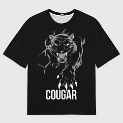 Мужская футболка оверсайз Cougar on the hunt - Пума на охоте