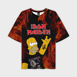 Мужская футболка оверсайз Iron Maiden Гомер Симпсон Рокер