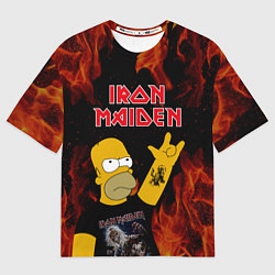 Футболка оверсайз мужская Iron Maiden Гомер Симпсон Рокер, цвет: 3D-принт