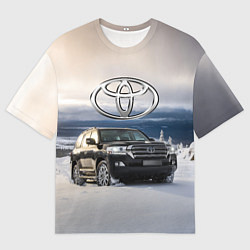 Футболка оверсайз мужская Toyota Land Cruiser 200 в зимнем лесу Winter fores, цвет: 3D-принт